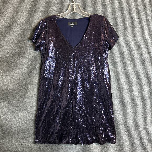 Lulus Womens Purple Sequin Mini Dress Size Small Cocktail Party New Years V Neck - Picture 1 of 6